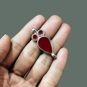 MEENAP0198/MEENAP0197/MEENAP0199- ARNAS 4 PCs PACK OF MEENAKARI SILVER PALTED OXIDIZED PENDANT - MAROON