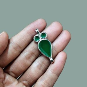 MEENAP0198/MEENAP0197/MEENAP0199- ARNAS 4 PCs PACK OF MEENAKARI SILVER PALTED OXIDIZED PENDANT - GREEN