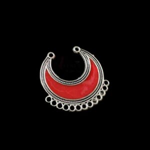 MEENAP0207- ARNAS 4 PCs PACK OF RED MEENAKARI SILVER PALTED OXIDIZED PENDANT