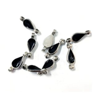 MEENAP0215- ARNAS 10 PCs PACK OF BLACK MEENAKARI SILVER PALTED OXIDIZED PENDANT