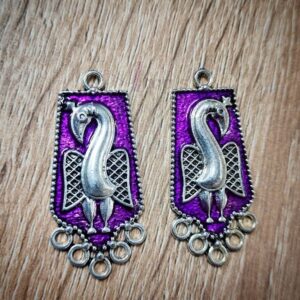 MEENAP0218- ARNAS 2 PCs PACK OF VOILET MEENAKARI SILVER PALTED OXIDIZED PENDANT