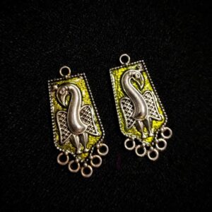 MEENAP0219- ARNAS 2 PCs PACK OF MEHENDI GREEN MEENAKARI SILVER PALTED OXIDIZED PENDANT