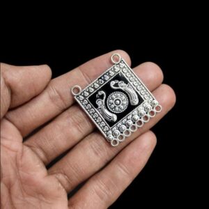 MEENAP0220/MEENAP0227/MEENAP0224/MEENAP0221/MEENAP0225/MEENAP0223/MEENAP0226/MEENAP0222/MEENAP0022- ARNAS 4 PCS PACK OF DESIGNER SILVER OXIDIZED CHARMS WITH MEENA FOR NECKLACE | EARRINGS MAKING - BLACK