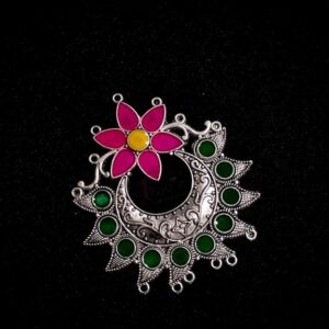 MEENAP0228- ARNAS 1 PC PACK OF MEENAKARI SILVER PALTED FLORAL DESIGNER MOTIF OXIDIZED PENDANT