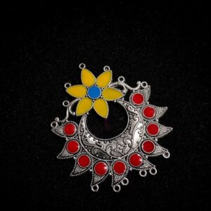 MEENAP0230- ARNAS 1 PC PACK OF MEENAKARI SILVER PALTED FLORAL DESIGNER MOTIF OXIDIZED PENDANT