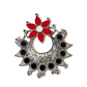 MEENAP0232- ARNAS 1 PC PACK OF MEENAKARI SILVER PALTED FLORAL DESIGNER MOTIF OXIDIZED PENDANT