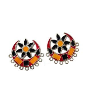MEENAP0235- ARNAS 1 PC PACK OF MULTI COLOR MEENAKARI SILVER PALTED DESIGNER MOTIF OXIDIZED PENDANT