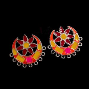 MEENAP0236- ARNAS 2 PCs PACK OF MULTI COLOR MEENAKARI SILVER PALTED DESIGNER MOTIF OXIDIZED PENDANT