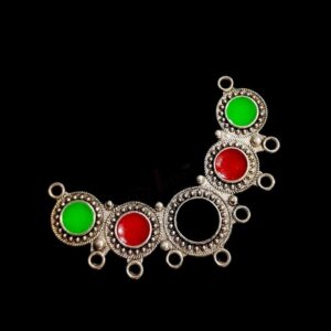 MEENAP0242/0244- ARNAS 2 PCs PACK OF TRI COLOR MEENAKARI SILVER PALTED DESIGNER MOTIF OXIDIZED PENDANT