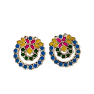 MEENAP0249- ARNAS 2 PCs PACK OF MULTI COLOR MEENAKARI SILVER PALTED DESIGNER MOTIF OXIDIZED PENDANT