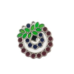 MEENAP0264- ARNAS 2 PCs PACK OF MULTI COLOR MEENAKARI SILVER PALTED DESIGNER MOTIF OXIDIZED PENDANT