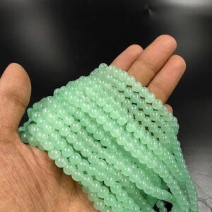 RGLASS0064 – 1 STRAND CYAN 6MM ROUND GLASS BEADS