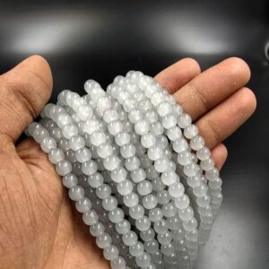 RGLASS0082 – 1 STRAND LIGHT GREY 6MM ROUND GLASS BEADS