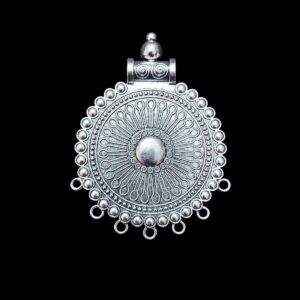 OXIS0118– 2 PCS PACK OF SILVER PLATED DESIGNER ROUND SHAPE GERMAN SILVER PENDANT