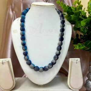 1LDORI18- ARNAS 1 PC PACK OF SINGLE LAYER FABRIC AND BEADS BLUE-BLACK-GRAY TASSEL | DORI FOR JEWELLERY MAKING