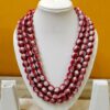 3LDORI16- ARNAS 1 PC PACK OF THREE LAYER FABRIC AND BEADS RED-WHITE GAMCHHA CHECK TASSEL | DORI FOR JEWELLERY MAKING