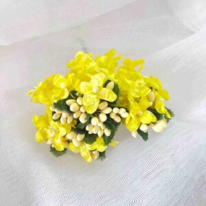FLOWER0078- 12 PCs PACK OF YELLOW FABRIC FLOWER