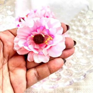 FLOWER0079- 12 PCs PACK OF LIGHT PINK FABRIC FLOWER