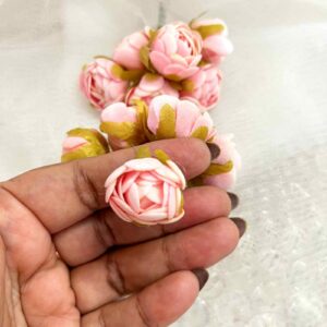 FLOWER0084- 12 PCs PACK OF PEACH ROSE FABRIC FLOWER