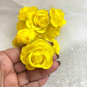 FLOWER0085- 12 PCs PACK OF YELLOW ROSE FABRIC FLOWER