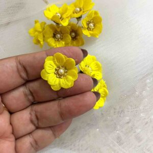 FLOWER0087- 12 PCs PACK OF YELLOW FABRIC FLOWER