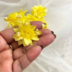 FLOWER0089- 12 PCs PACK OF YELLOW FABRIC FLOWER
