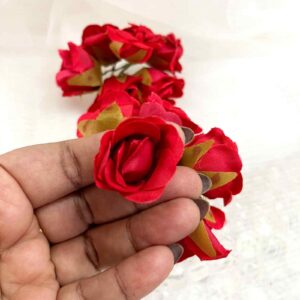 FLOWER0082- 12 PCs PACK OF RED ROSE FABRIC FLOWER