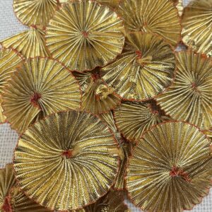 GOTAPATTI01 ARNAS 50 PCS PACK OF 4MM GOLDEN GOTA PATTI FLOWERS APPLIQUES FOR FLOWER JEWELLERY| EMBROIDERY DECORATION| CRAFT MAKING