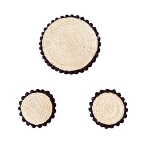 JUTEBASE02 ARNAS 1 PENDANT 2 EARRINGS SET OF SMALL JUTEBASE WITH BLACK BORDER FOR JEWELLERY MAKING