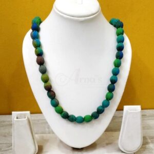 1LDORI22- ARNAS 1 PC PACK OF SINGLE LAYER FABRIC AND BEADS GREEN-BLUE-BROWN TASSEL | DORI FOR JEWELLERY MAKING