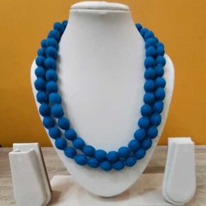 2LDORI05- ARNAS 1 PC PACK OF RANI PINK TWO LAYER FABRIC AND BEADS TASSEL FOR JEWELLERY MAKING