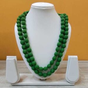 2LDORI06- ARNAS 1 PC PACK OF RANI PINK TWO LAYER FABRIC AND BEADS TASSEL FOR JEWELLERY MAKING