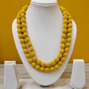 2LDORI07- ARNAS 1 PC PACK OF RANI PINK TWO LAYER FABRIC AND BEADS TASSEL FOR JEWELLERY MAKING