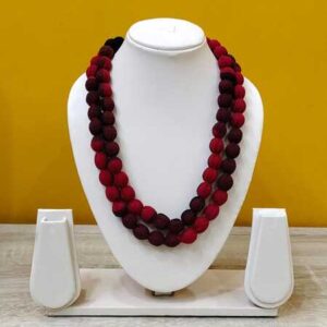 2LDORI12- ARNAS 1 PC PACK OF GREEN-DARK GREEN TWO LAYER FABRIC AND BEADS TASSEL FOR JEWELLERY MAKING