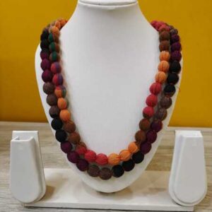 2LDORI13- ARNAS 1 PC PACK OF YELLOWTW-ORRANGE-MAROON LAYER FABRIC AND BEADS TASSEL FOR JEWELLERY MAKING