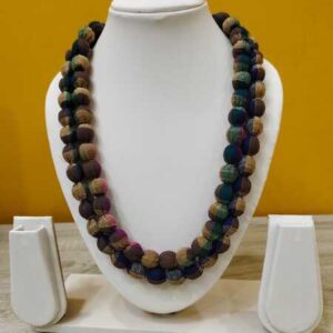 2LDORI14- ARNAS 1 PC PACK OF YELLOWTW-ORRANGE-MAROON LAYER FABRIC AND BEADS TASSEL FOR JEWELLERY MAKING