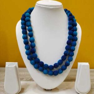 2LDORI15- ARNAS 1 PC PACK OF DARK & LIGHT BLUE LAYER FABRIC AND BEADS TASSEL FOR JEWELLERY MAKING