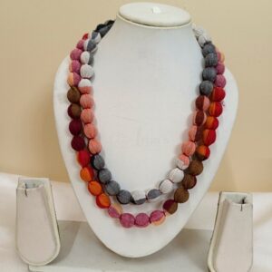 2LDORI21- ARNAS 1 PC PACK OF GRAY-ORANGE-RED LAYER FABRIC AND BEADS TASSEL FOR JEWELLERY MAKING