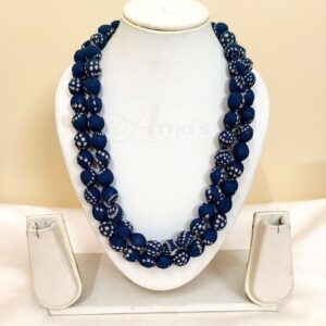 2LDORI25- ARNAS 1 PC PACK OF DARK BLUE  LAYER FABRIC AND BEADS TASSEL FOR JEWELLERY MAKING