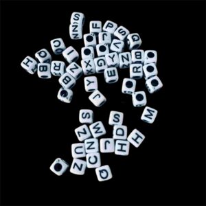 PLASTICBEADS0069- 10MM BLACK AND WHITE COLOR CUBE SHAPED PLASTIC BEADS FOR JEWELLERY MAKING – 20 GRAMS PACK