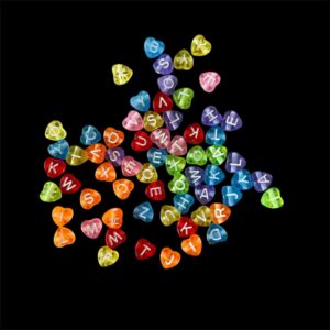 PLASTICBEADS0072- 10MM MIX COLOR HEART SHAPED PLASTIC BEADS FOR JEWELLERY MAKING – 20 GRAMS PACK