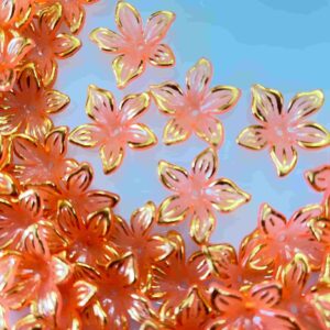 PLASTICBEADS0092 Arnas 13pcs pack of 1.5 inch Peach Acrylic Flower for Brooch Making| Embroidery|Craft Work| Jewellery Making