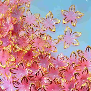 PLASTICBEADS0093  Arnas 13pcs pack of 1.5 inch Baby Pink Acrylic Flower for Brooch Making| Embroidery|Craft Work| Jewellery Making