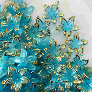 PLASTICBEADS0094  Arnas 13pcs pack of 1.5 inch Sky Blue Acrylic Flower for Brooch Making| Embroidery|Craft Work| Jewellery Making