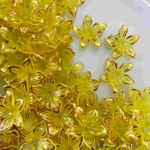 PLASTICBEADS0095  Arnas 13pcs pack of 1.5 inch Yellow Acrylic Flower for Brooch Making| Embroidery|Craft Work| Jewellery Making