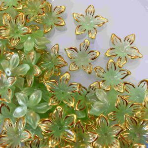 PLASTICBEADS0096  Arnas 13pcs pack of 1.5 inch Pesta GreenAcrylic Flower for Brooch Making| Embroidery|Craft Work| Jewellery Making
