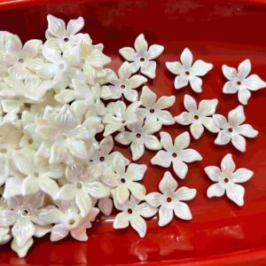 PLASTICBEADS0098 Arnas 40pcs pack of 2 cm White Acrylic Flower for Brooch Making| Embroidery|Craft Work| Jewellery Making