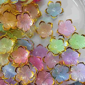 PLASTICBEADS0099 Arnas 30pcs pack of 1.5cm Mix colour Acrylic Flower for Brooch Making| Embroidery|Craft Work| Jewellery Making