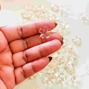 PLASTICBEADS0102 Arnas 10 gm pack of 1.5cm Transparent with Golden borders Acrylic Flower for Brooch Making| Embroidery|Craft Work| Jewellery Making