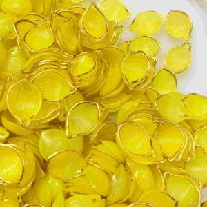 PLASTICBEADS0104 Arnas 27 Pcs pack of 2.2 X1.5mm Yellow Acrylic Flower for Brooch Making| Embroidery|Craft Work| Jewellery Making